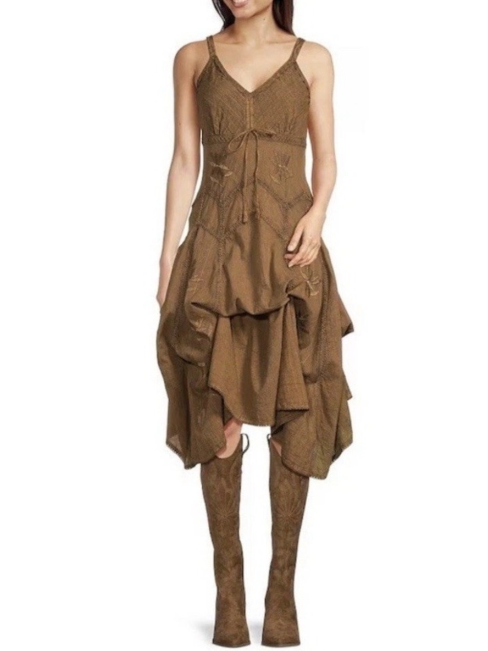 Scully Women’s Long Spaghetti Strap 100% Cotton Dress Copper Brown Size S - Picture 3 of 14